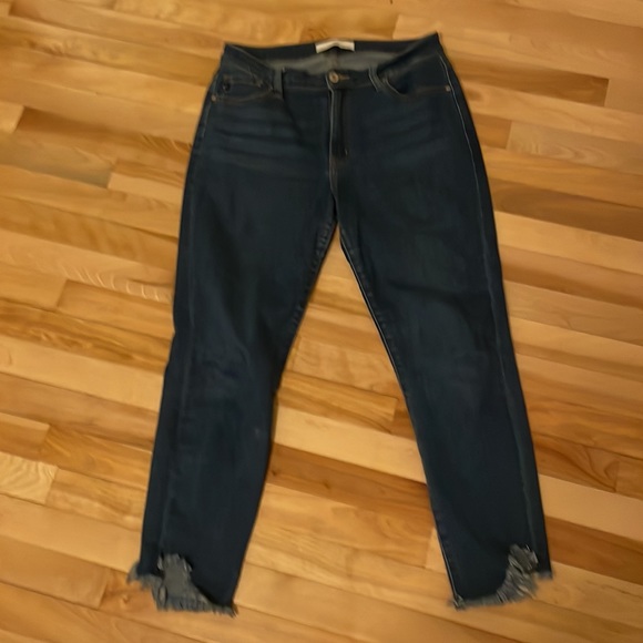 fashionable retro vintage style frayed dark Jeans - Picture 3 of 5